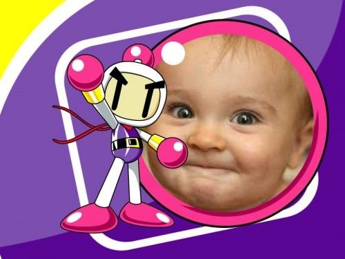 Fotomontaje infantil con el videojuego Bomberman